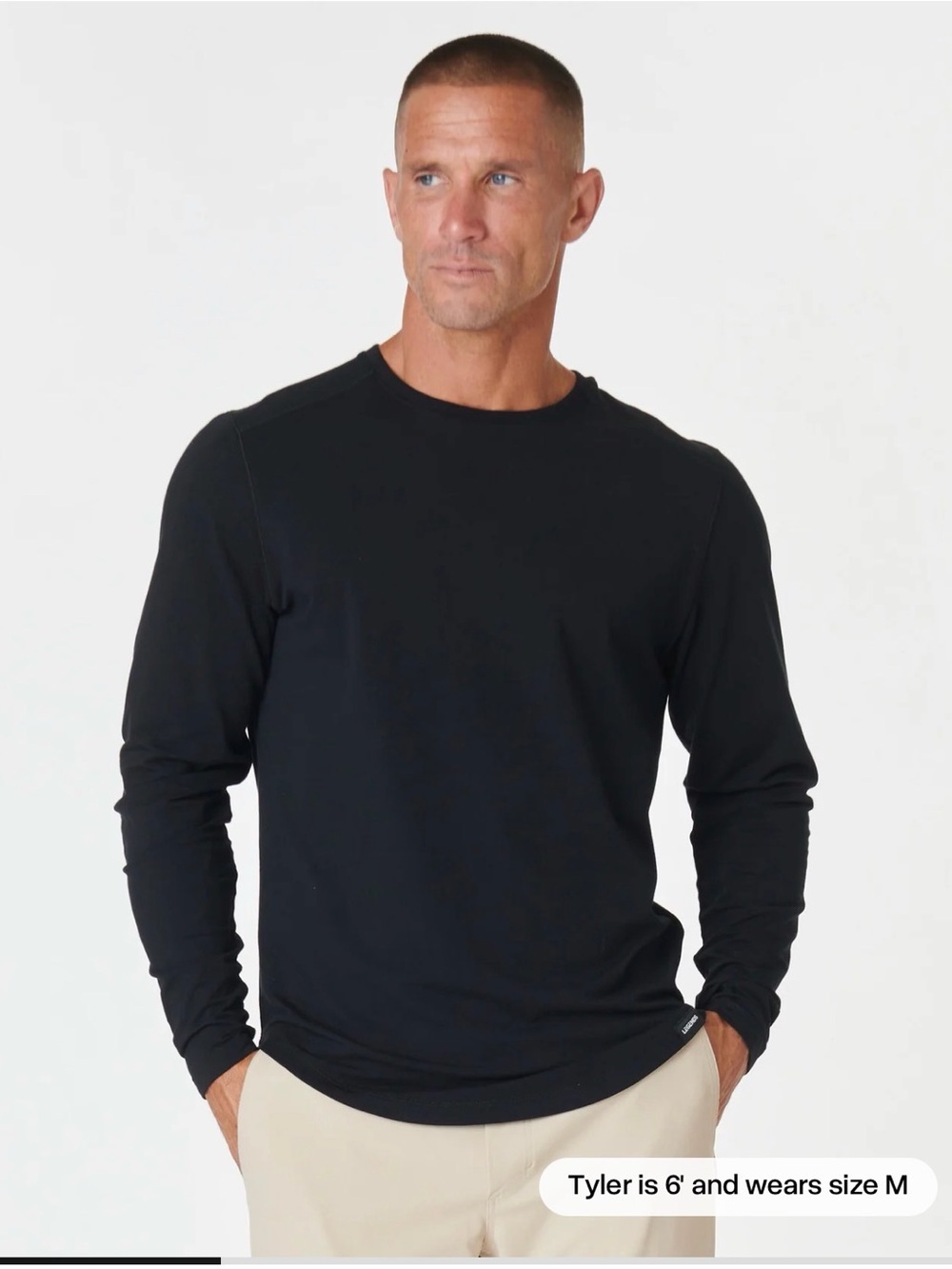 LEGENDS Men’s Aviation Tee Curved Hem LS - Black